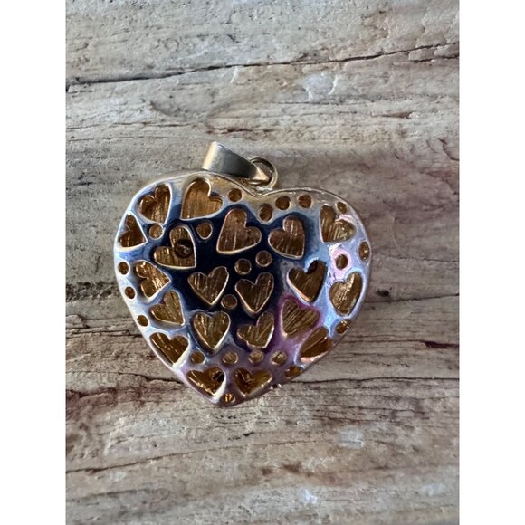 Juicy Couture Gold Tone Pave Crystal Heart Charm Pendant Openwork Hearts Logo - Picture 3 of 7